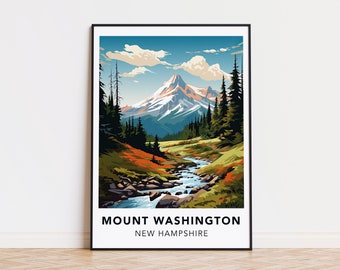 Mount Washington poster New Hampshire print Mount Washington travel print wall art, Mount Washington travel poster