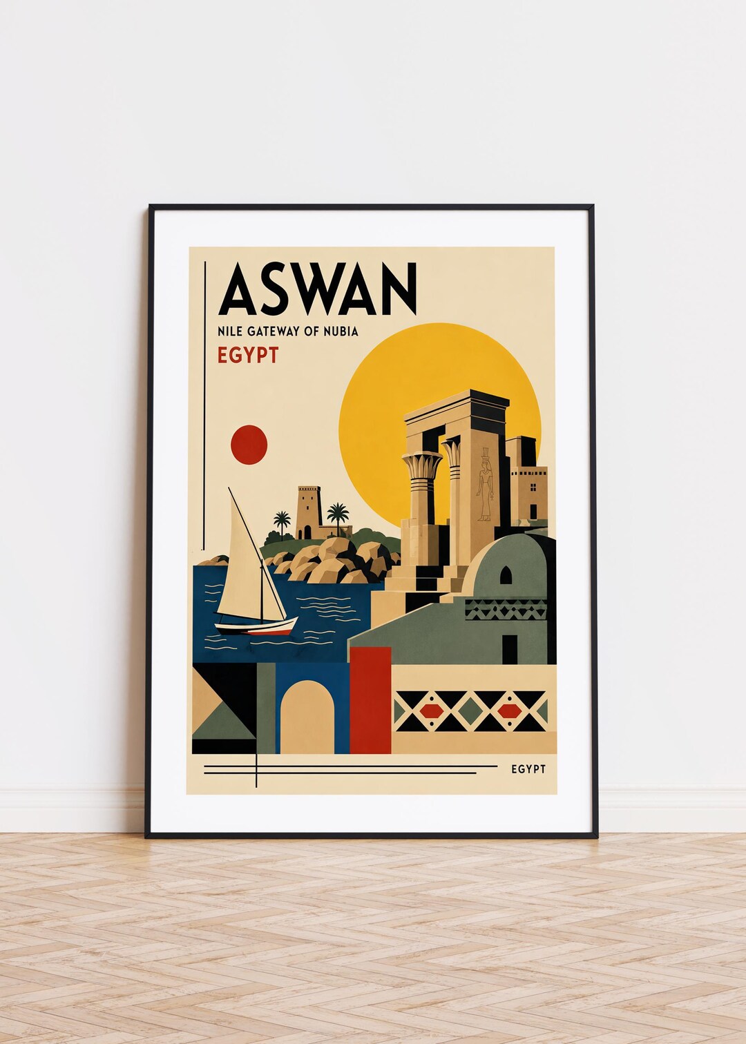 Aswan Egypt Print : Bauhaus Style Travel Poster Aswan Poster - Etsy