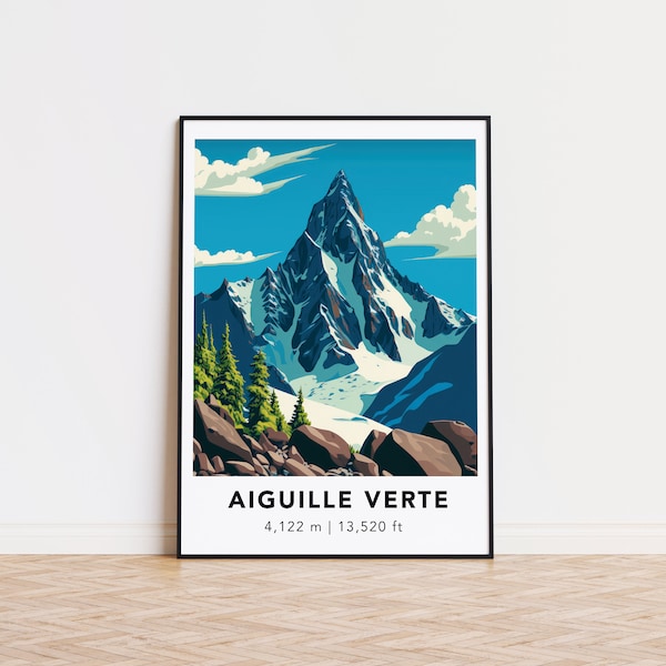 Aiguille Verte print poster - Designed in Germany, printed in 32 countries world wide for fast global shipping!