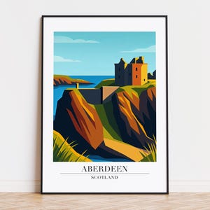 Aberdeen Scotland Poster: City Skyline Art Print