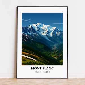 MONT BLANC poster, mont blanc print, mont blanc illustration, mont blanc art