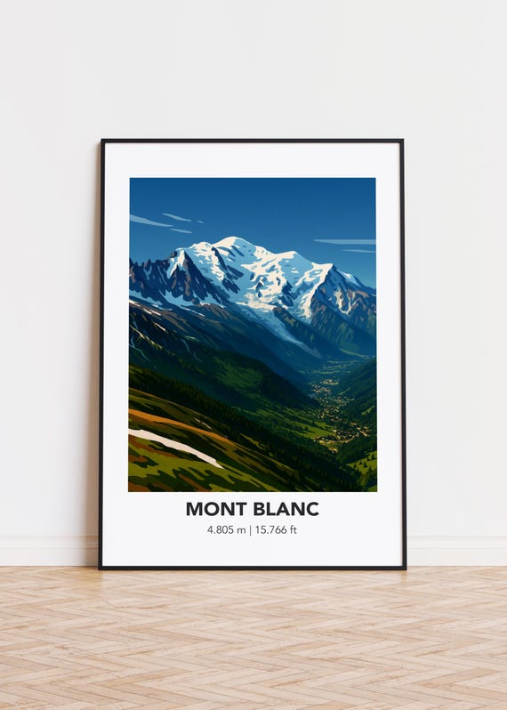 モンブラン山の写真パネル モンブランポスター：山のイラスト、自然アートプリント - Etsy 日本