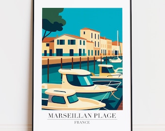 Marseillan Plage France Poster: Travel Art Print