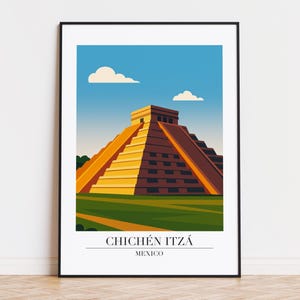 Chichén Itzá poster, Chichén Itzá print, Chichén Itzá illustration, Chichén Itzá art, Chichén Itzá