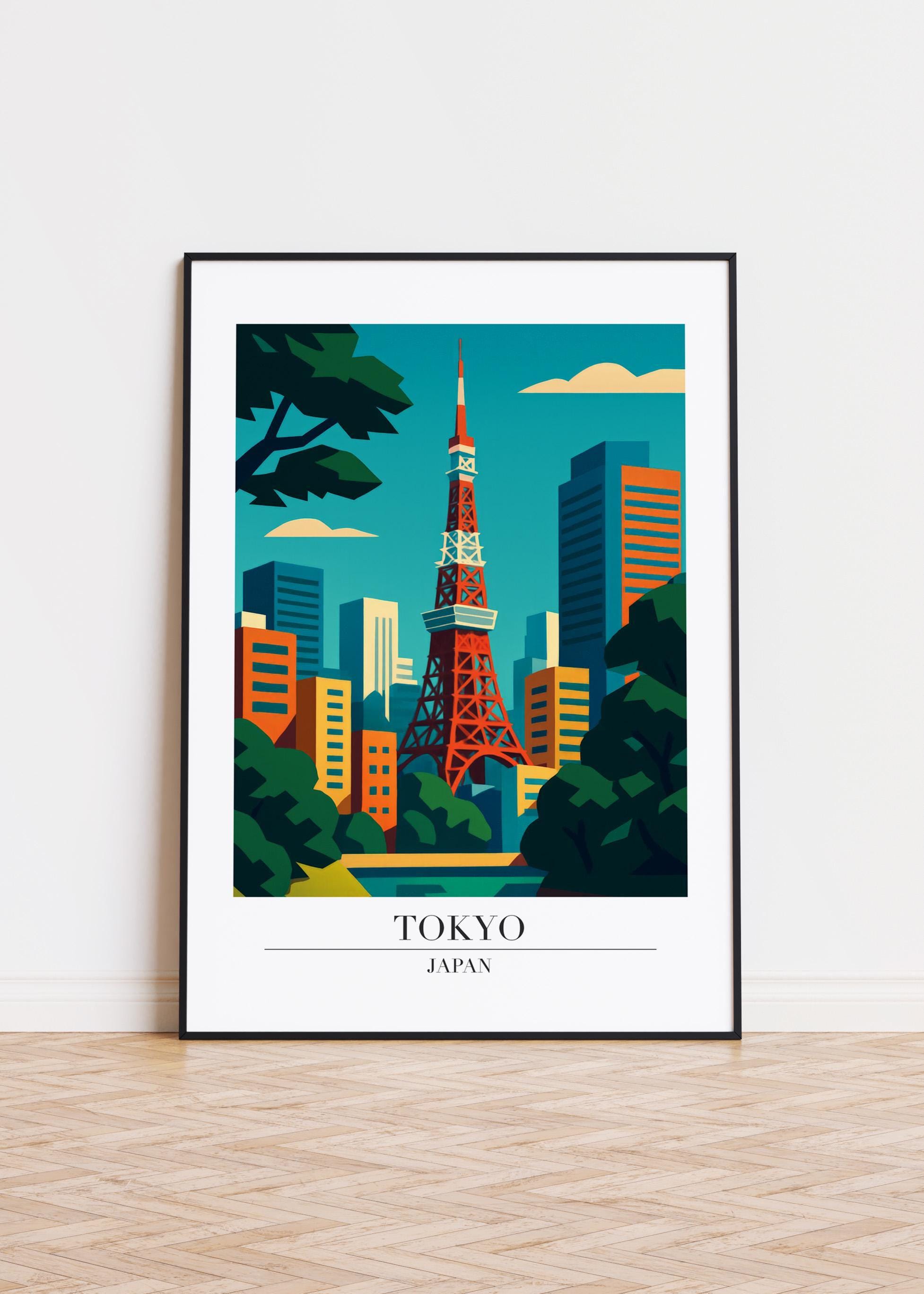 東京の街並みポスター：モダンイラストアートプリント - Etsy 日本