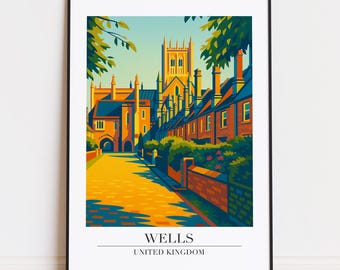 Wells print : Modern Travel Poster Style Wells poster