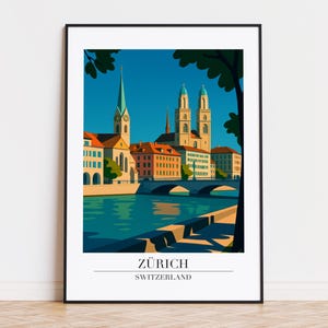 Zürich poster, Zürich print, Zürich illustration, Zürich art, SWITZERLAND poster