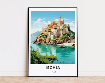 Ischia poster Italy print Ischia travel print wall art, Italy travel poster