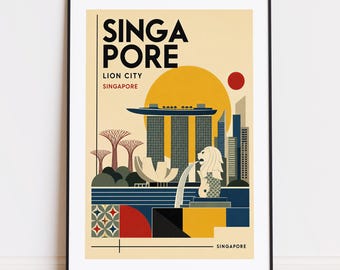 Singapore Singapore print : Bauhaus Style Travel Poster Singapore poster