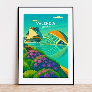Valencia poster, Valencia print, Valencia illustration, Valencia art, Valencia Spain