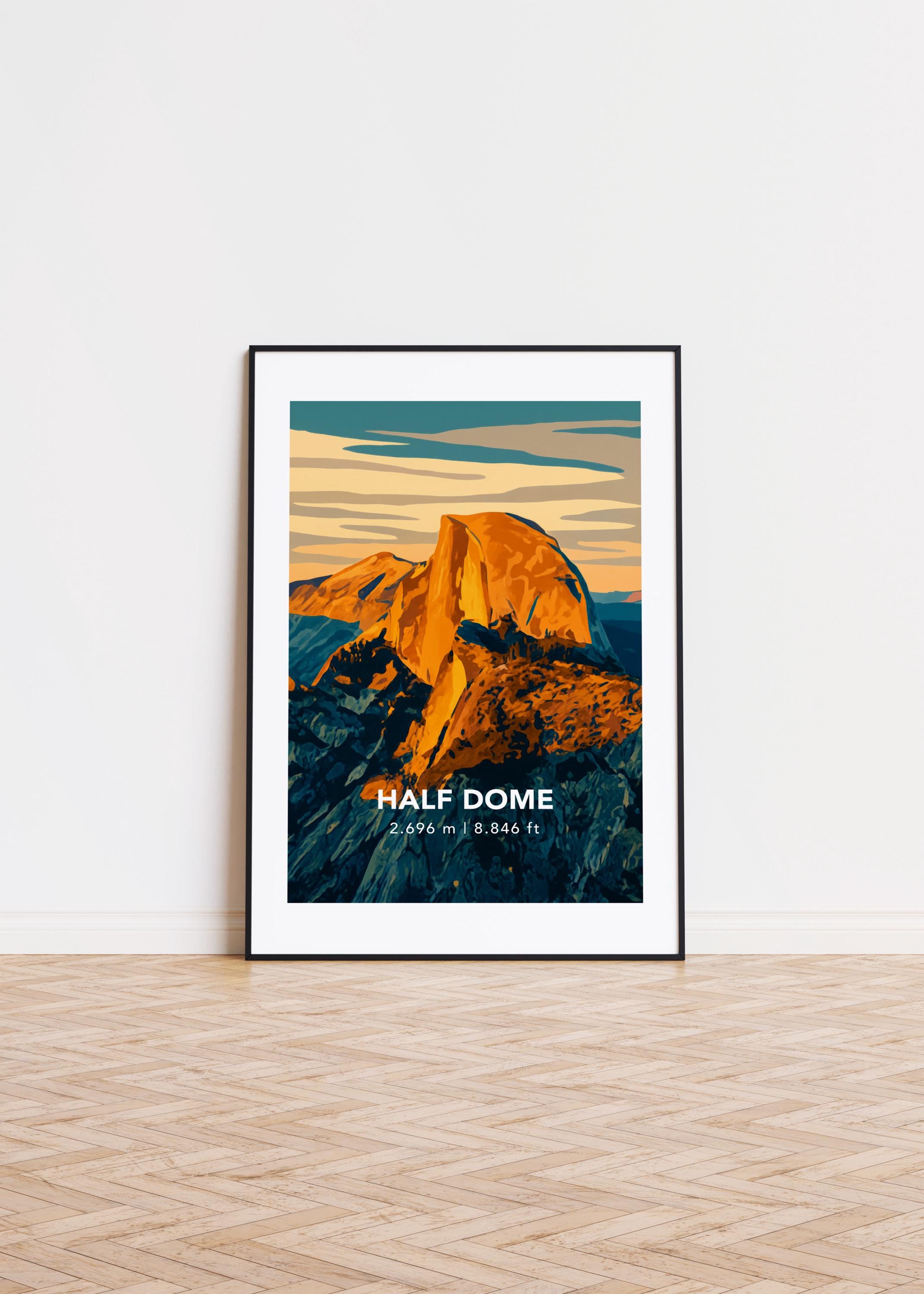 Half Dome poster, half dome print, half dome illustration, half dome art