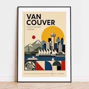 Vancouver Canada print : Bauhaus Style Travel Poster Vancouver poster image 1