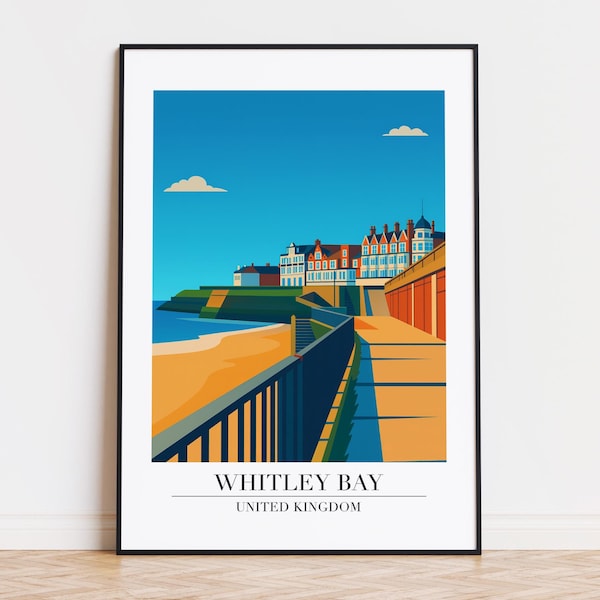 Whitley Bay print : Modern UK Travel Poster Whitley Bay poster