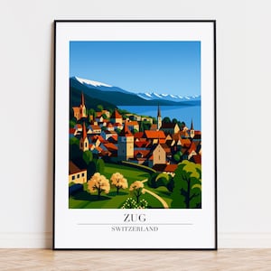 Zug poster, Zug print, Zug illustration, Zug art, SWITZERLAND poster
