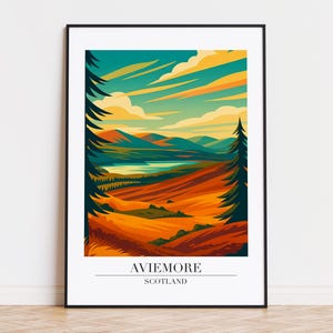 Aviemore Scotland Poster: Modern City Art Print