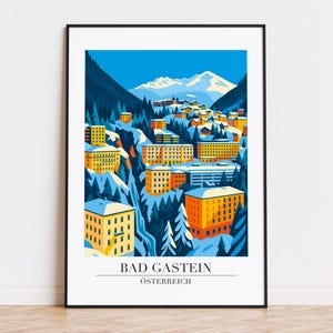 Bad Gastein poster, Bad Gastein print, Bad Gastein illustration, Bad Gastein art, ÖSTERREICH poster