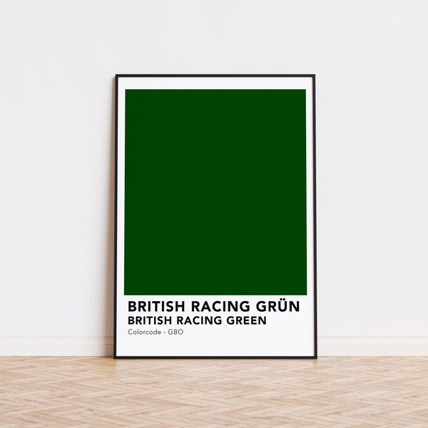 Gift for Porsche fans - poster inspired by Porsche paint to sample color britisch racing grün / british racing green