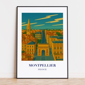 Montpellier poster, Montpellier print, Montpellier illustration, Montpellier art, Montpellier France poster