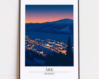 Åre Sweden Poster: Modern Scandinavian Illustration Art