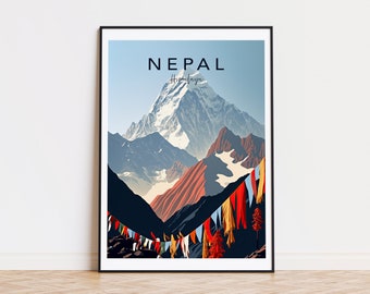 Nepal print Himalaya poster - Designed in Germany, printed in 32 countries world wide for fast global shipping!