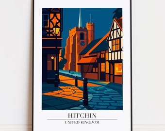 Hitchin print : Modern UK Travel Poster Hitchin poster