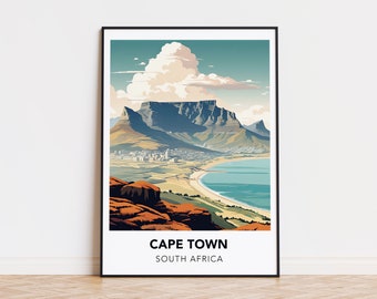 Cape Town poster South Africa print Cape Town travel print wall art, South Africa travel poster