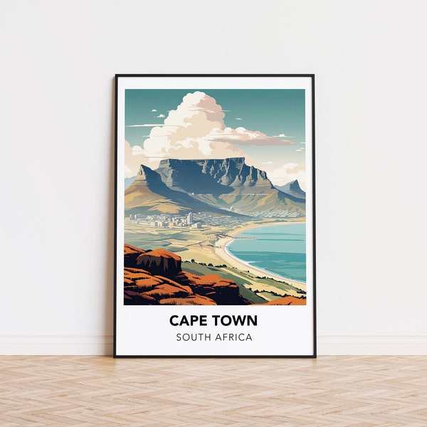 Cape Town poster South Africa print Cape Town travel print wall art, South Africa travel poster