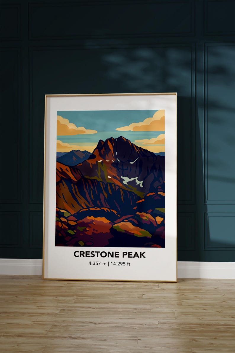 Crestone Peak Illustration Art Print: Mountain Poster - Etsy