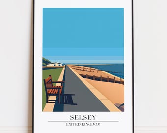 Impresión de Selsey: Póster de viaje moderno estilo Selsey