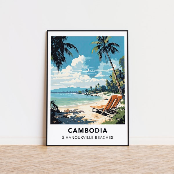 Cambodia poster Sihanoukville Beaches print Cambodia travel print wall art, Cambodia travel poster