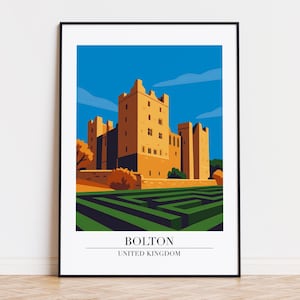 Bolton poster, Bolton print, Bolton illustration art, UNITED KINGDOM poster