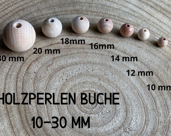 Cuentas de madera de haya lijadas en bruto 10-30 mm