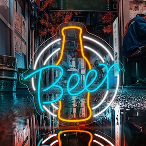 Champagne beer LED Decor | Beer Neon Sign | Home Bar Party Decor | Beer Signs | Custom Bar Neon Light | Shop Store Bar Restaurant Decor