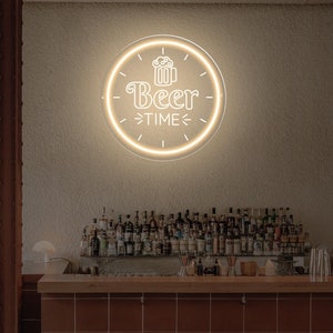 Beer Time Neon Sign, Beer Time Sign, Beer Time Decor, Beer Lovers Decor, Home Bar Decor, Dads Bar Decor, Beer Gift, Beer Gift Sign