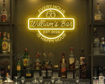 Custom Bar Neon Sign, USB Light Up Sign, Home Bar LED Neon Light, Cocktail Beer Man Cave Sign, Father's Day Gifts, Bar Wall Art, Bar Decor