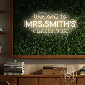 Regalos personalizados para profesores, letrero de neón con el nombre del profesor, letrero de bienvenida al aula, decoración del aula, regalo de vuelta al cole, decoración de bienvenida al aula