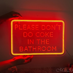 Insegna al neon "Per favore, non bere Coca-Cola in bagno", insegna luminosa USB, decorazione da parete a LED per feste in casa, insegna al neon per bar, divertente decorazione da parete per bagno