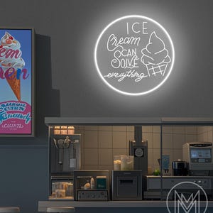 Eis löst alles Leuchtreklame, USB-LED-Leuchtschild, Eisschild, Eiscreme-Dekor, Lebensmittelgeschäft Neon Art, Eiscreme-Bar-Dekor