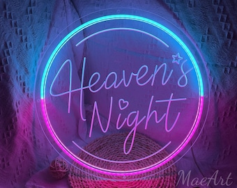 Letrero de neón Heaven's Night, letrero iluminado por USB, letrero de neón para dormitorio, decoración de sala de juegos, regalo personalizado, regalos de inauguración de la casa, letrero de neón para boda