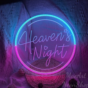 Heaven&#39;s Night Neon Sign, USB Light Up Sign, Neon Sign Bedroom, Game Room Decor, Personalized Gift, Housewarming Gifts, Wedding Neon Sign