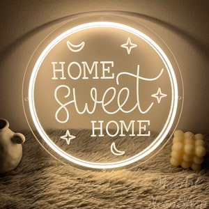 Home Sweet Home-neonbord, USB-verlichtingsbord, bord Home Sweet Home, handgemaakte gepersonaliseerde geschenken, housewarmingcadeau, decoratie planken hal