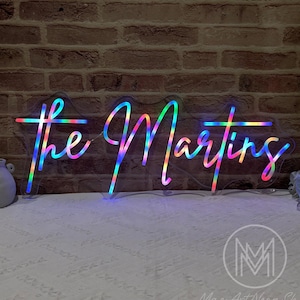 Placa de neon arco-íris personalizada, placas de LED personalizadas, placa com nome para casamento, placa de neon RGB com nome, luzes para casamento, placa de LED arco-íris, decoração para casamento