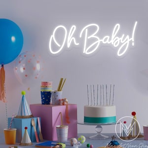 Letrero de neón Oh Baby, decoración de pared personalizada, regalos de cumpleaños personalizados para ella, decoración de baby shower, regalos de baby shower LED, letrero de baby shower