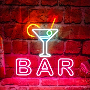 Custom Cocktails Bar Neon Sign, Bar Name Sign, Store Shop Signage, Restaurant Sign, Neon Bar Sign Wall Decor, Home Bar Party Decor