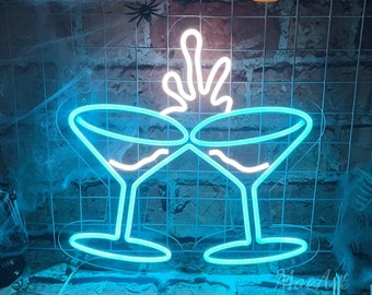 Custom Cocktail Glasses Neon Sign, Cocktail Party Wall Decor Sign, Drink Wall Decor, Custom Bar Shop Neon Signs, Bar Decoration Neon Lights