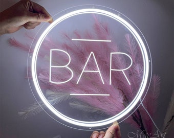Neon Bar Sign Wall Decor, Round Bar Neon Light, Bar Light Up Sign, Personalized Gifts, Custom Bar Neon, Home Bar Party Decor, Home Bar Decor