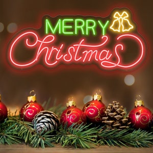 Merry Christmas Sign, Merry Christmas Neon Sign, Custom LED Neon Light Up Sign, Night Light Wall Home, Christmas Gift Store Decor Xmas Gifts