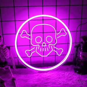 Insegna al neon a forma di teschio, insegna luminosa USB, insegna al neon a forma di teschio, decorazione da parete per Halloween, decorazione gotica, arte da parete per Halloween, decorazione con teschio stoico, arte da parete gotica