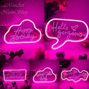 Custom Wedding Neon Sign, Good Vibes Only Happy Birthday Hello Gorgeous Neon Sign, Home Room Wall Decor, Personalized Gift, Party Decoration