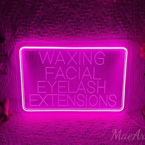 Waxing Facial Eyelash Extensions Neon sign, Lash Salon Decor Beauty Salon Wall Art, Beauty Salon Led Signs,Lash Room Decor, 3D Engraved Neon